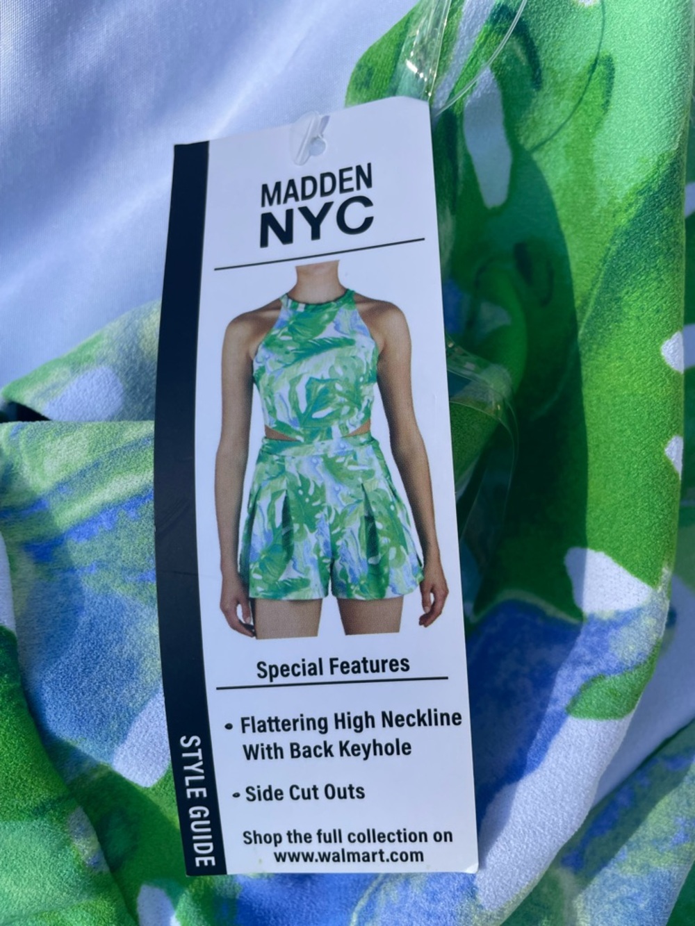 Madden NYC Green & Blue Tropical Print Halter with shorts